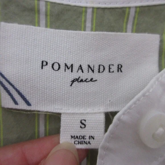Tuckernuck Pomander Place Rohan Shirt Dress Small Green Stripe Pockets Shift NWT - Picture 5 of 13